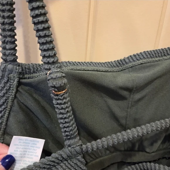 New Kona Sol Green Ribbed One Piece Swimsuit Women's Small (4-6) Full Coverage - Picture 8 of 12